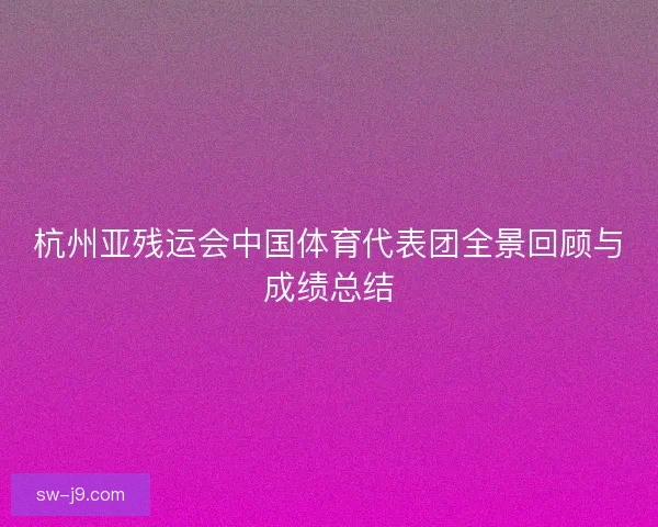 杭州亚残运会中国体育代表团全景回顾与成绩总结